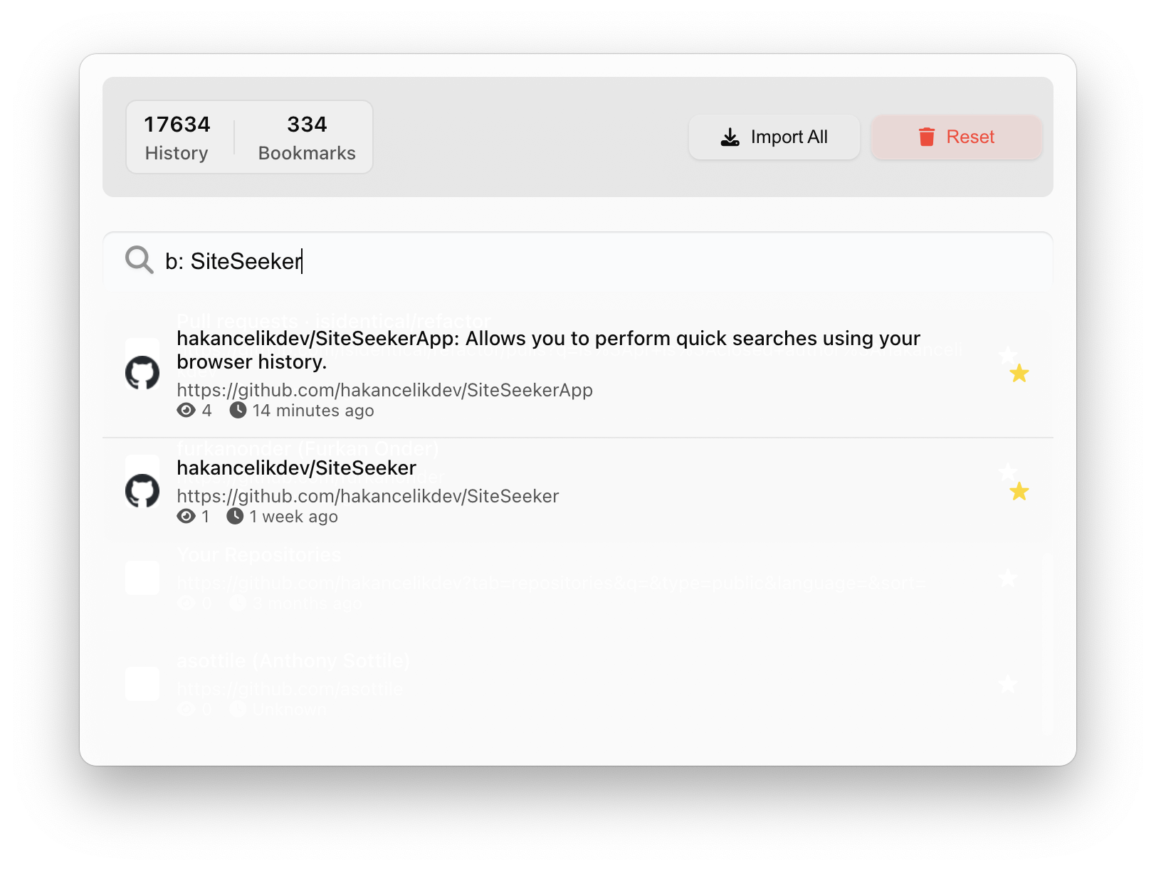 Advanced features step showing bookmark search
